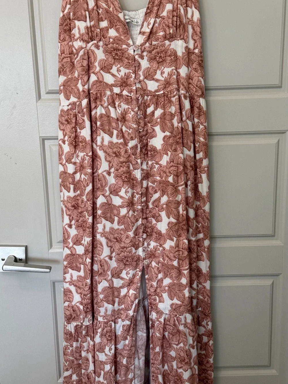 Abercrombie & Fitch Floral Maxi Dress in Rust Pink and White